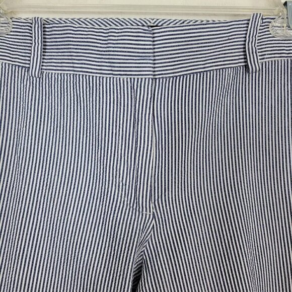 Talbots Petites Sz 6P Signature Seersucker Capri Pants Blue & White Striped - Picture 3 of 8